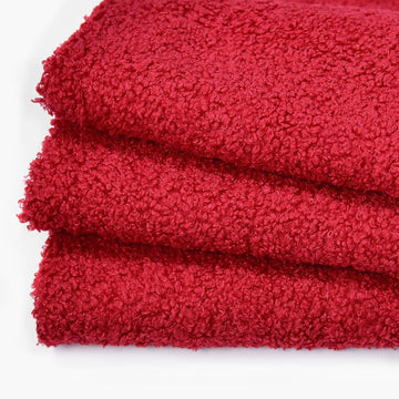 Red Curly Teddy Fleece Sherpa Faux Fur Fabric, 1 Yard
