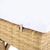 Outdoor Collection Cam Natural Brown Wicker/White Cushion Adjustable Chaise Lounge Chair, Black/Beige (PAT7501D)