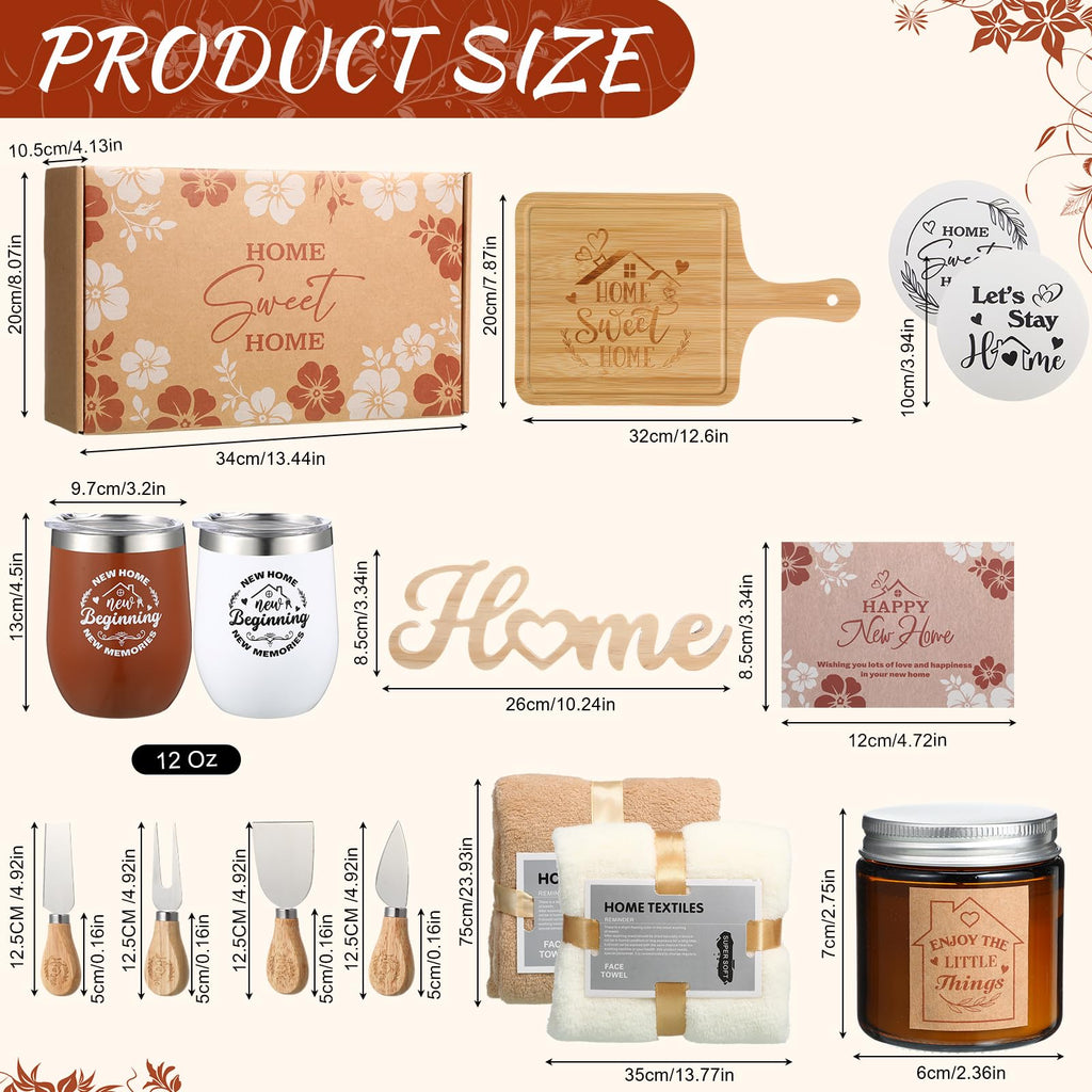 19 Pcs Housewarming Gift for Couple, Rustic Brown New Home Set