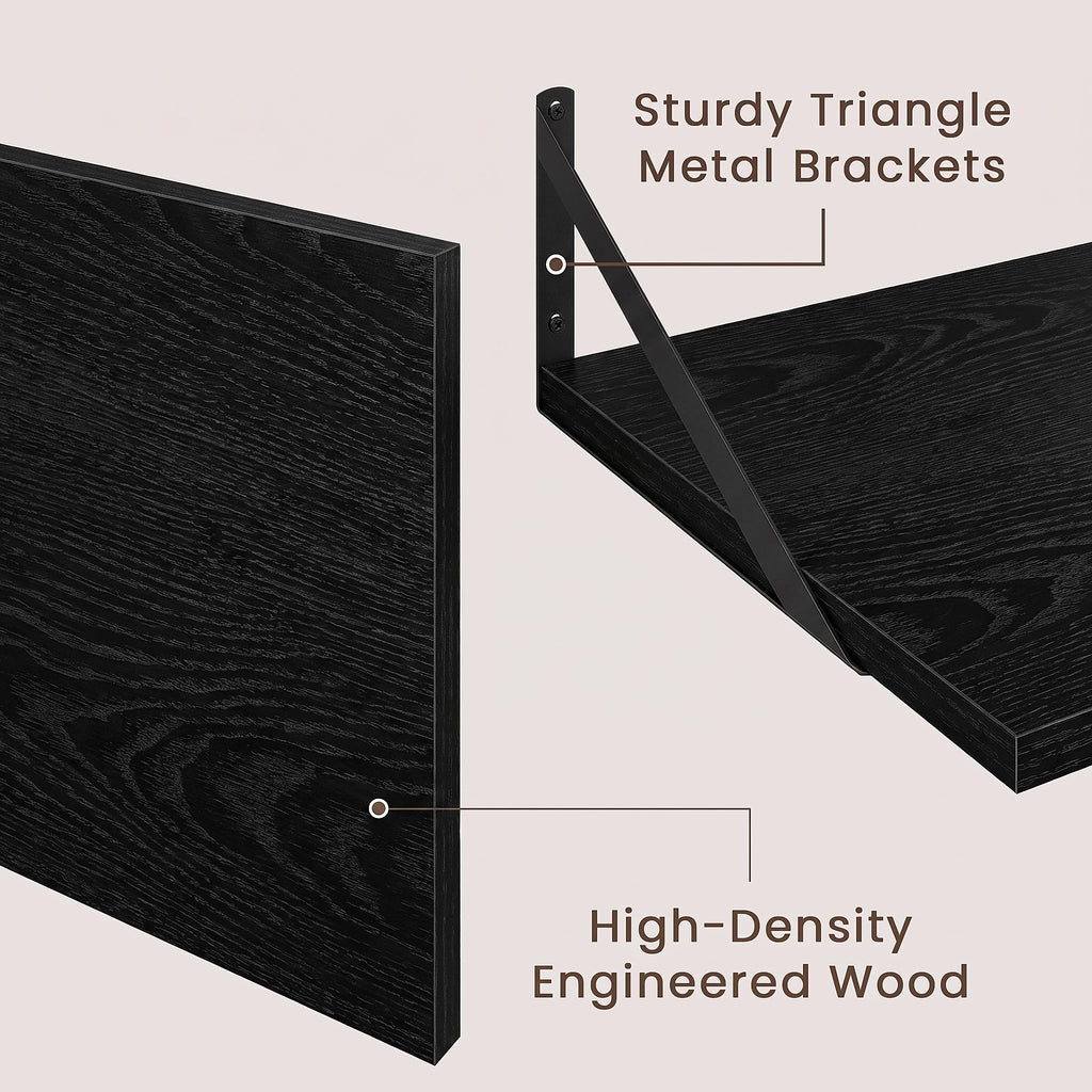 Wall Mounted Floating Shelves Set of 2, 48x12, Black