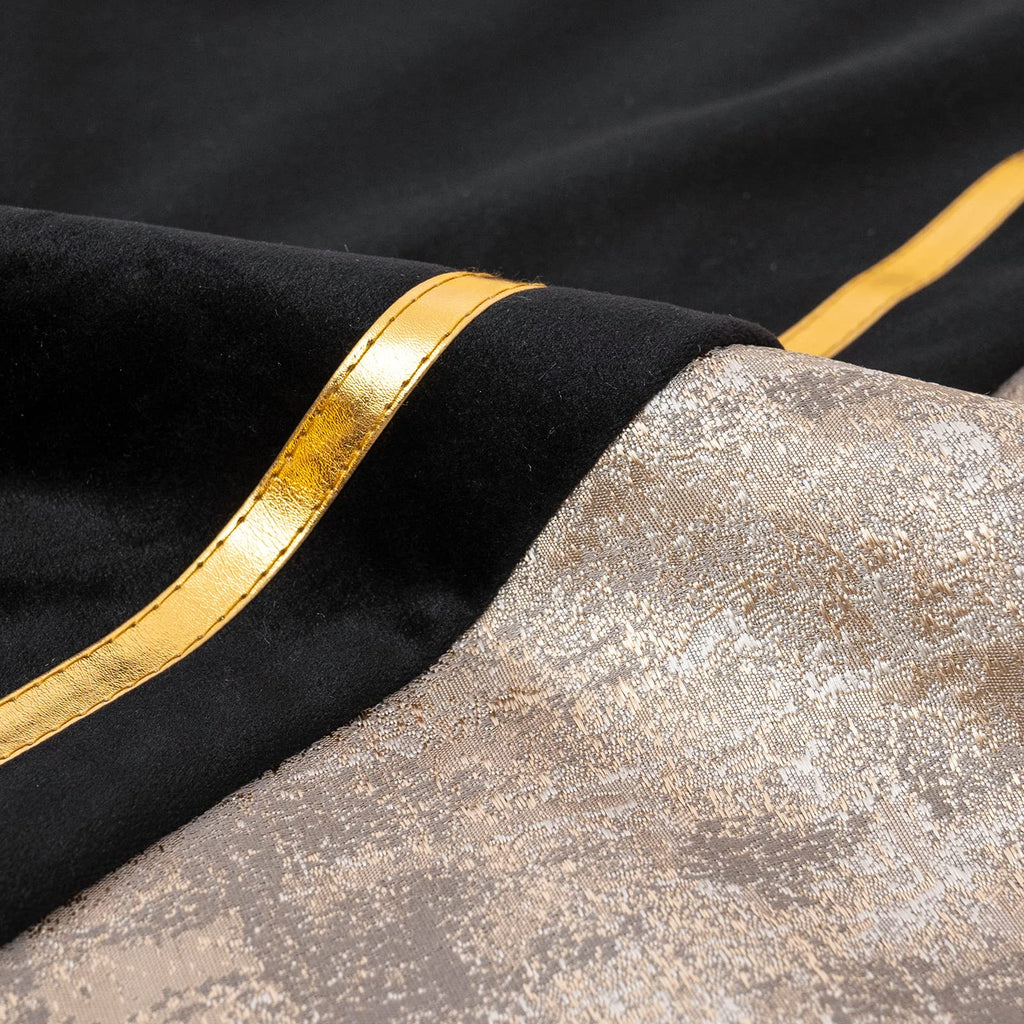 18 x 18 Inch Black Beige Gold Leather Patchwork Velvet & Polyester Cushion Case Luxury Modern Square Throw Pillow