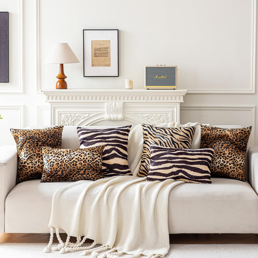 Cheetah Print Velvet Euro Pillow Sham Covers 24x24, Leopard Room Decor, Large