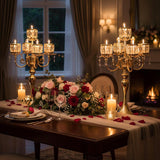 Tall Candle Holders - 2Pcs Gold Candelabra, Metal 5 Arm Candlesticks Party Wedding Aisle Home Decor (Gold x 2pcs)