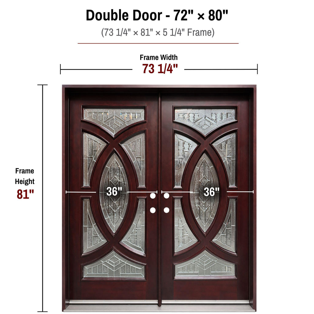 Exterior Front Entry Double House Wood Door (Right Hand, 72"X80")