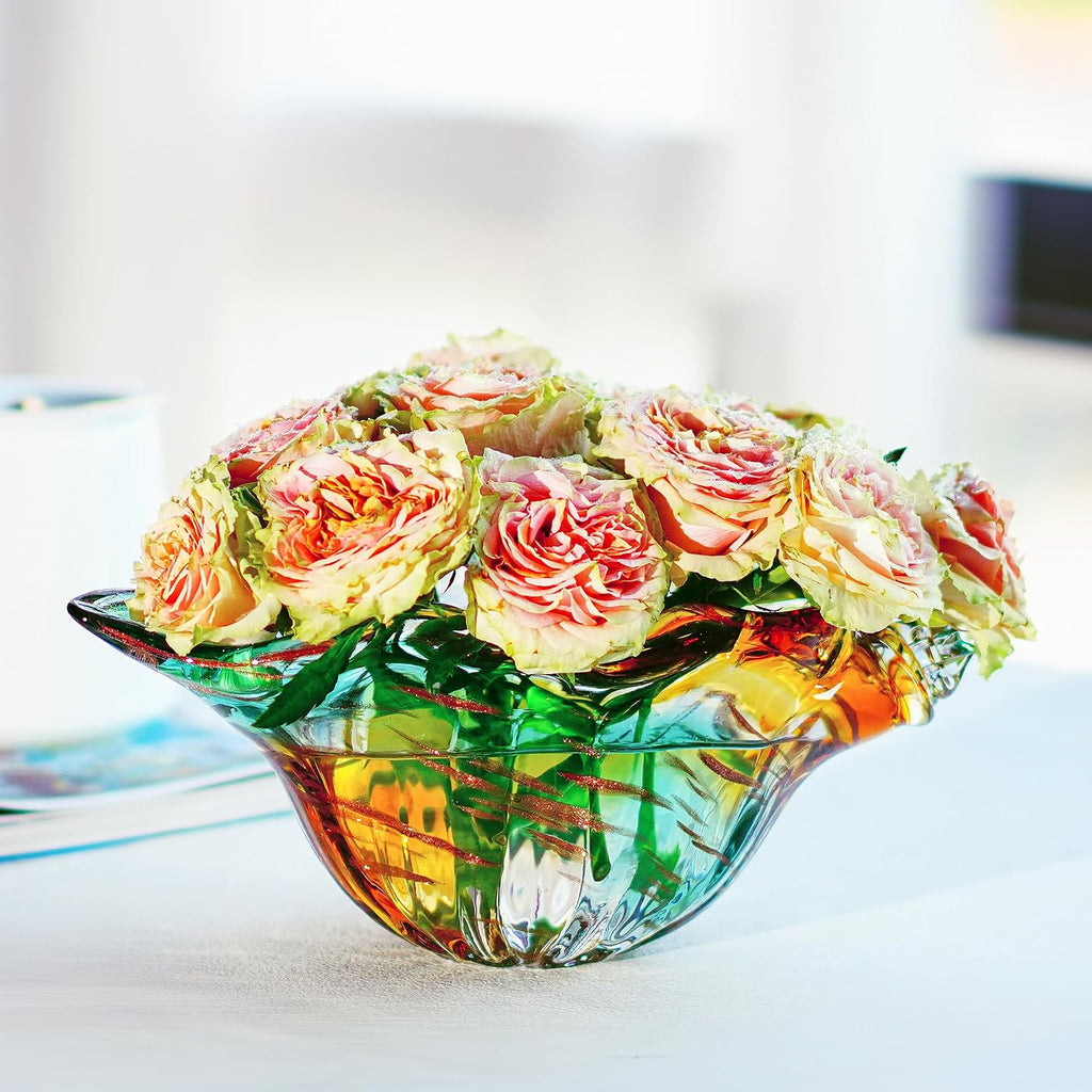 9 Inch Blown Glass Shell Vase, Seashell Potpourri Holder