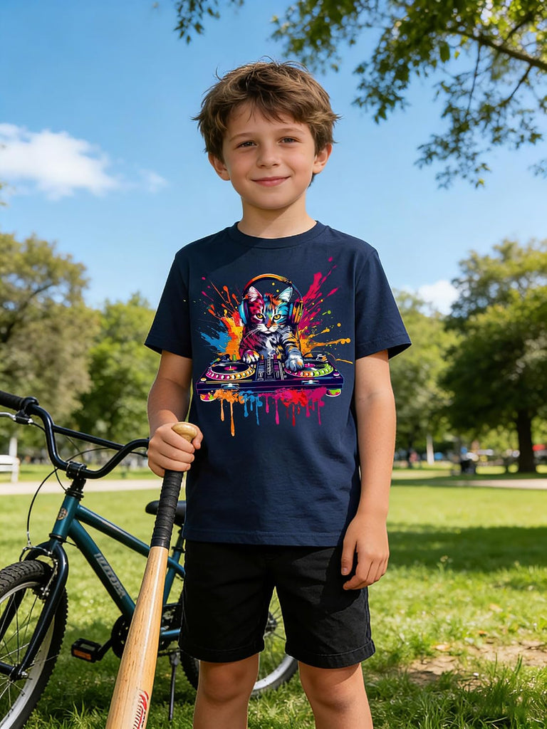 Boys 2 Pack Graphic T-Shirts, Stretch Short Sleeve Tees