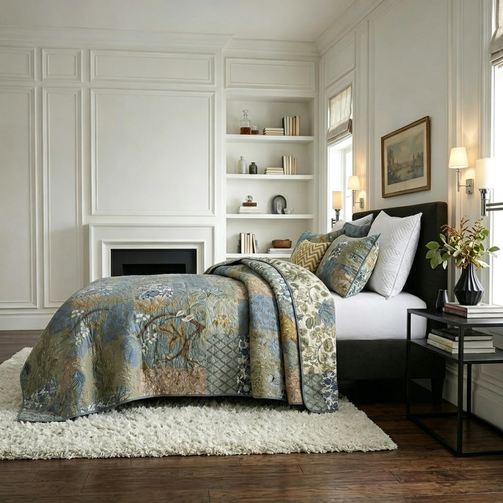 Cotton Bedspread Quilt Sets with 2 Shams, Soft Reversible Bedding Coverlet Sets Oversized California King Comforter