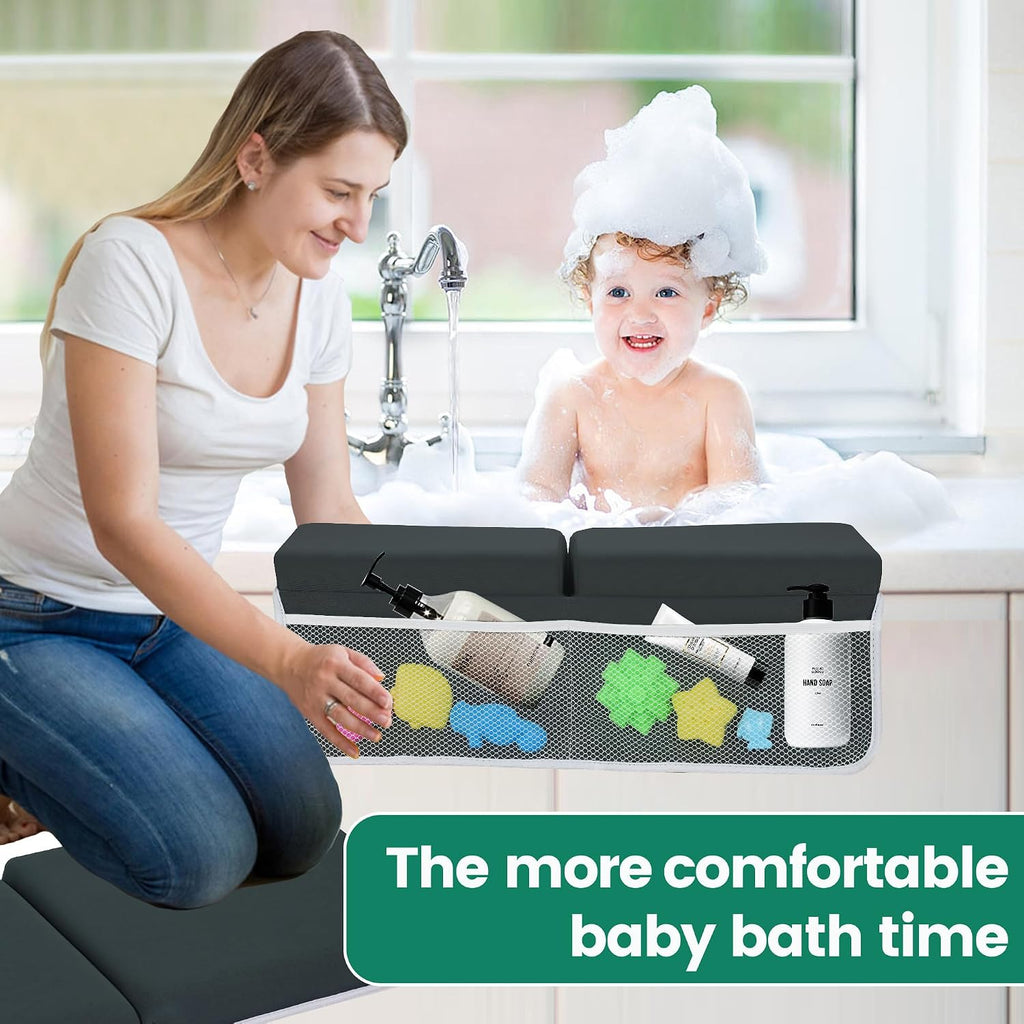 Comfortable Baby Bath Kneeler and Elbow Rest Pad Set, Thick Memory Foam Bath Kneeling Pad with Elbow Support, Baby