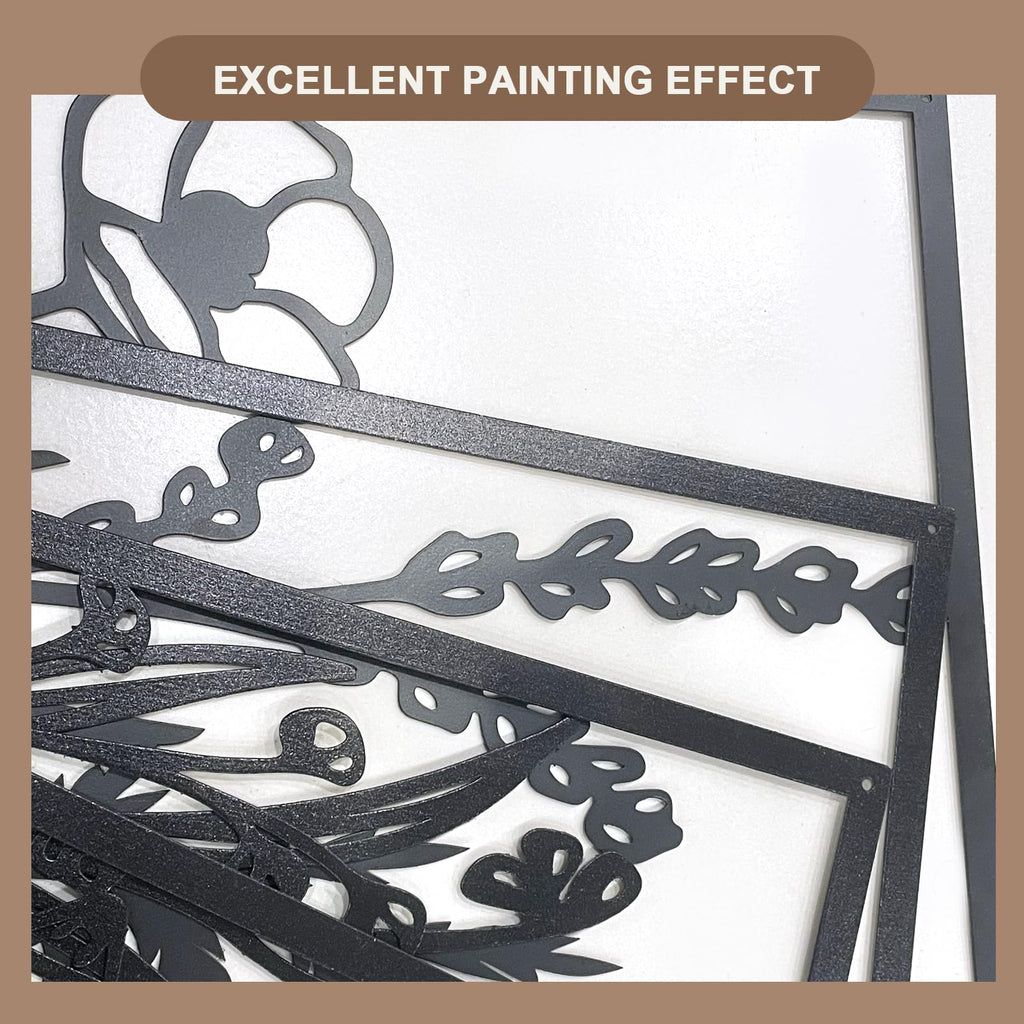 4 Pcs Black Abstract Flowers Metal Wall Art, Minimalist Floral Single Line Wall Décor, 3D Textured Sculptures