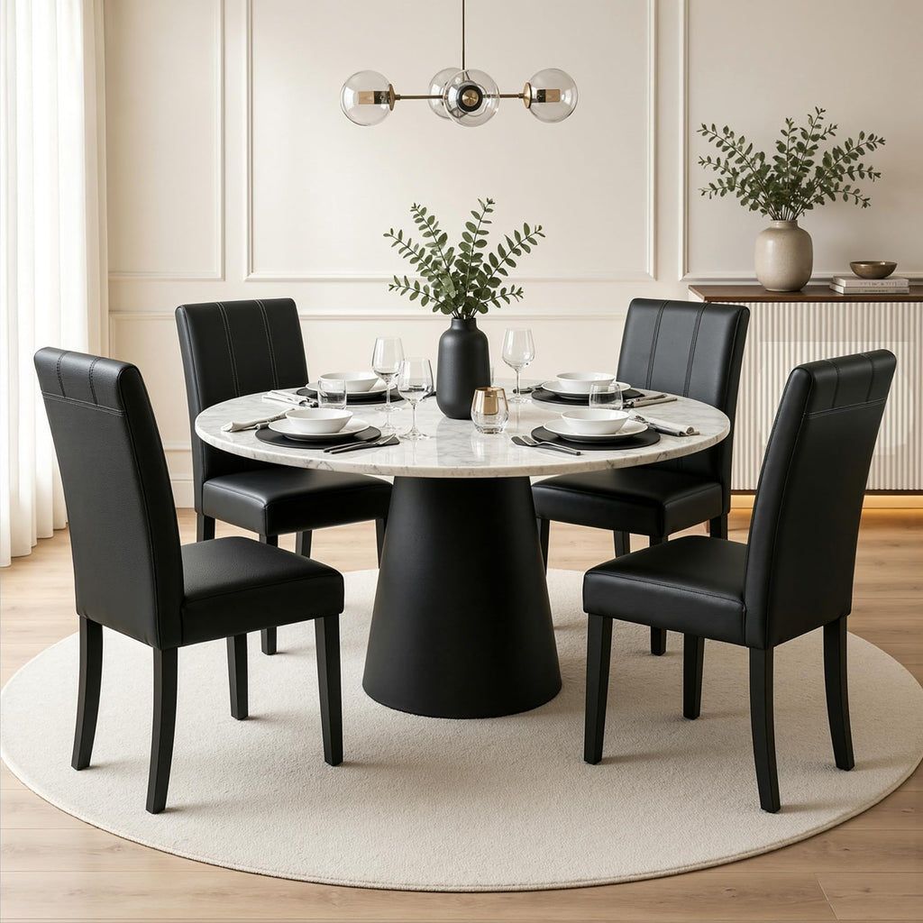 Dining Chairs Set of 4, Faux Leather Dining Room Chairs, Upholstered Modern Kitchen Parsons Chairs with Sturdy Wood