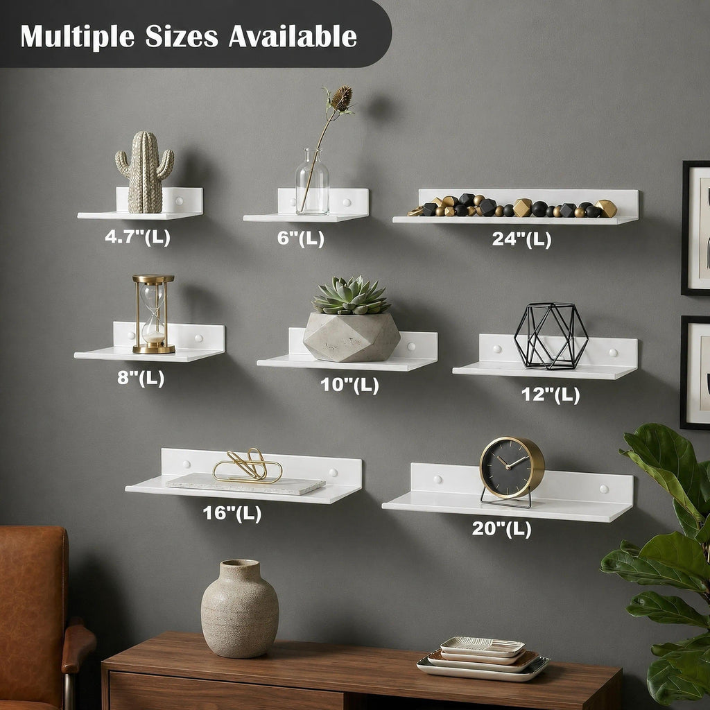 White Wall Shelves, Small Corner Floating Bathroom Shelf, Lack Slim Metal Decor Display Modern Long Shelves for