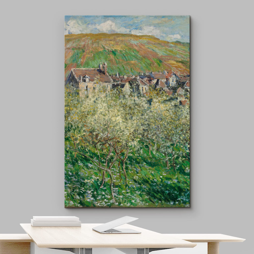 Canvas Print Wall Art Plum Trees in Blossom Claude Monet Classical Illustrations Fine Art Decorative Vintage