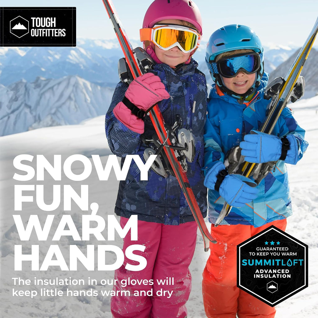 Kids Snow Gloves - Ski & Snowboarding Waterproof Insulated Winter Gloves for Girls, Boys & Toddlers