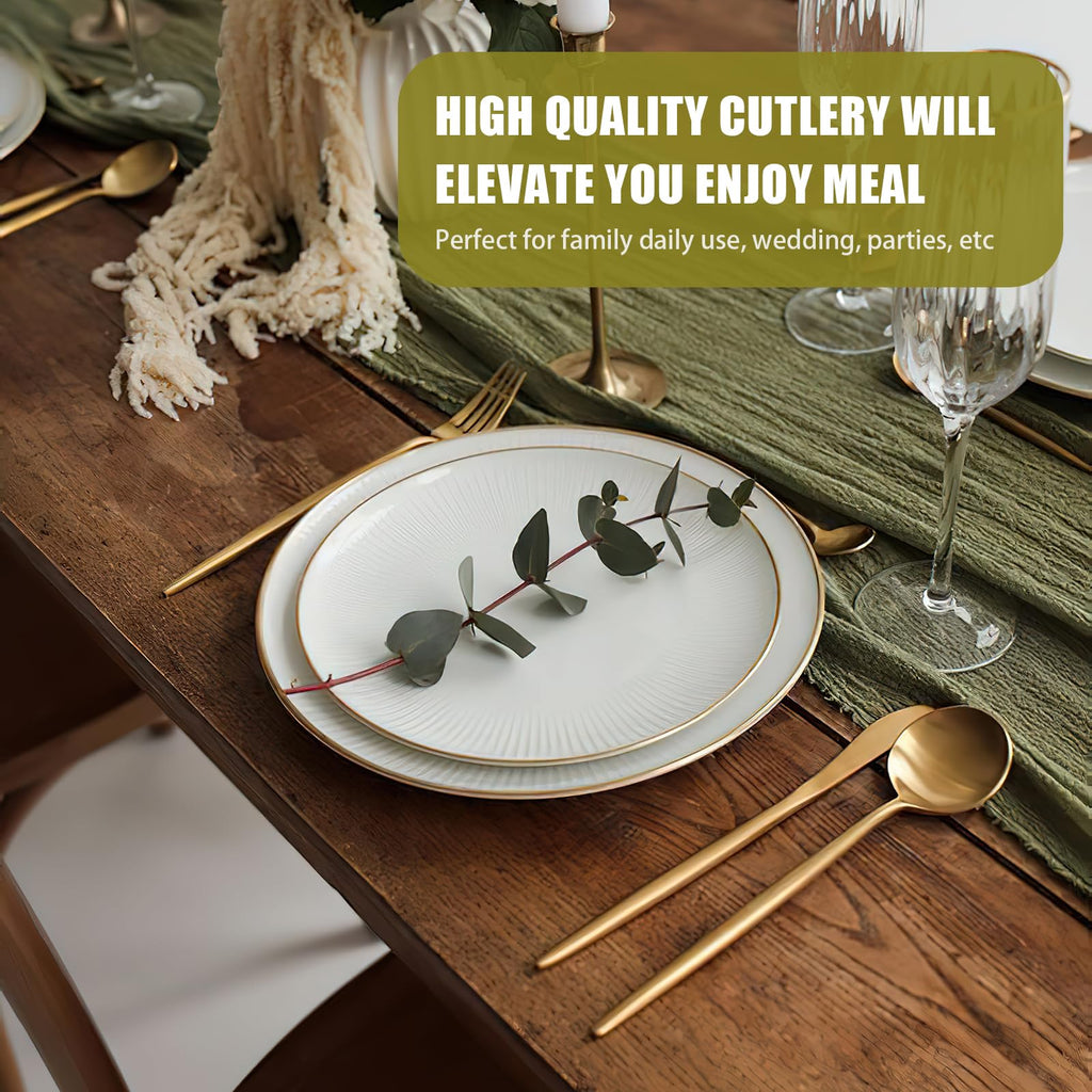 40 Piece Gold Silverware Set for 8, Stainless Steel Flatware Set, Gold Cutlery Set Utensils Set, Tableware Include
