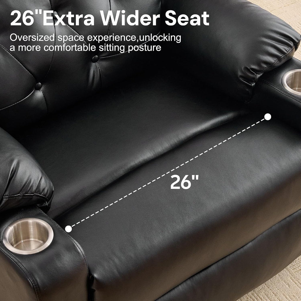 Oversized Recliner Chair, 360° Swivel Rocker Recliner for Adults, Recliner Chair with Heat and Massage, Manual