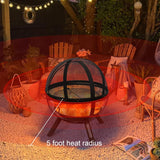 Globe Fire Pit with BBQ Grill - Spherical Wood Burning Fire Ball