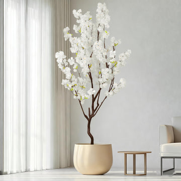 Faux White Cherry Blossom Tree 7ft(84in) Fake Cherry Sakura Plant