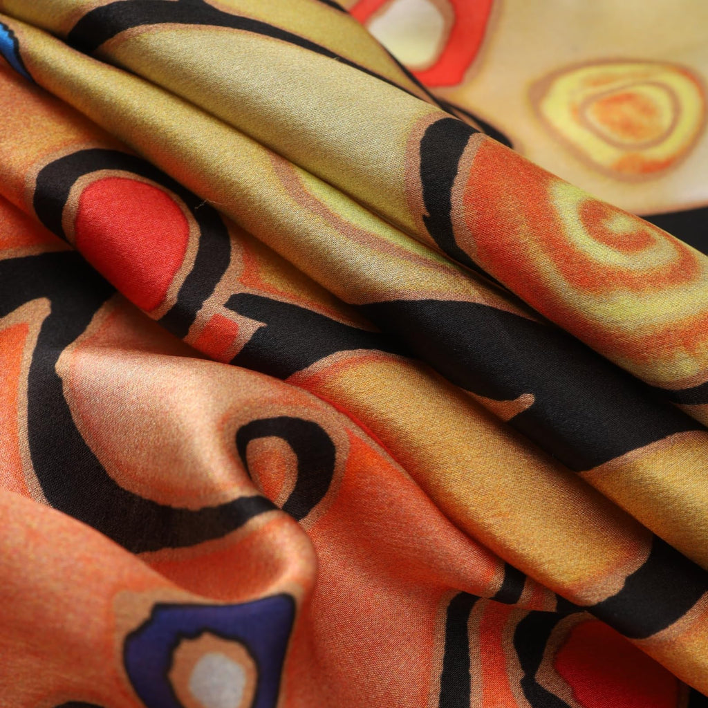 Long Charmeuse Silk Scarf Classic Art Print (Tree of Life by Gustav Klimt)