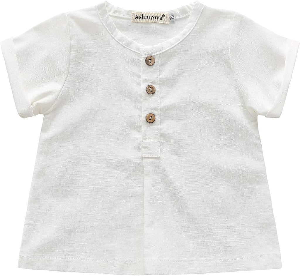 Baby Boys Summer Outfits Toddler Short Sleeve Linen T-Shirt + Harem Shorts 2Pcs Outfits Sets