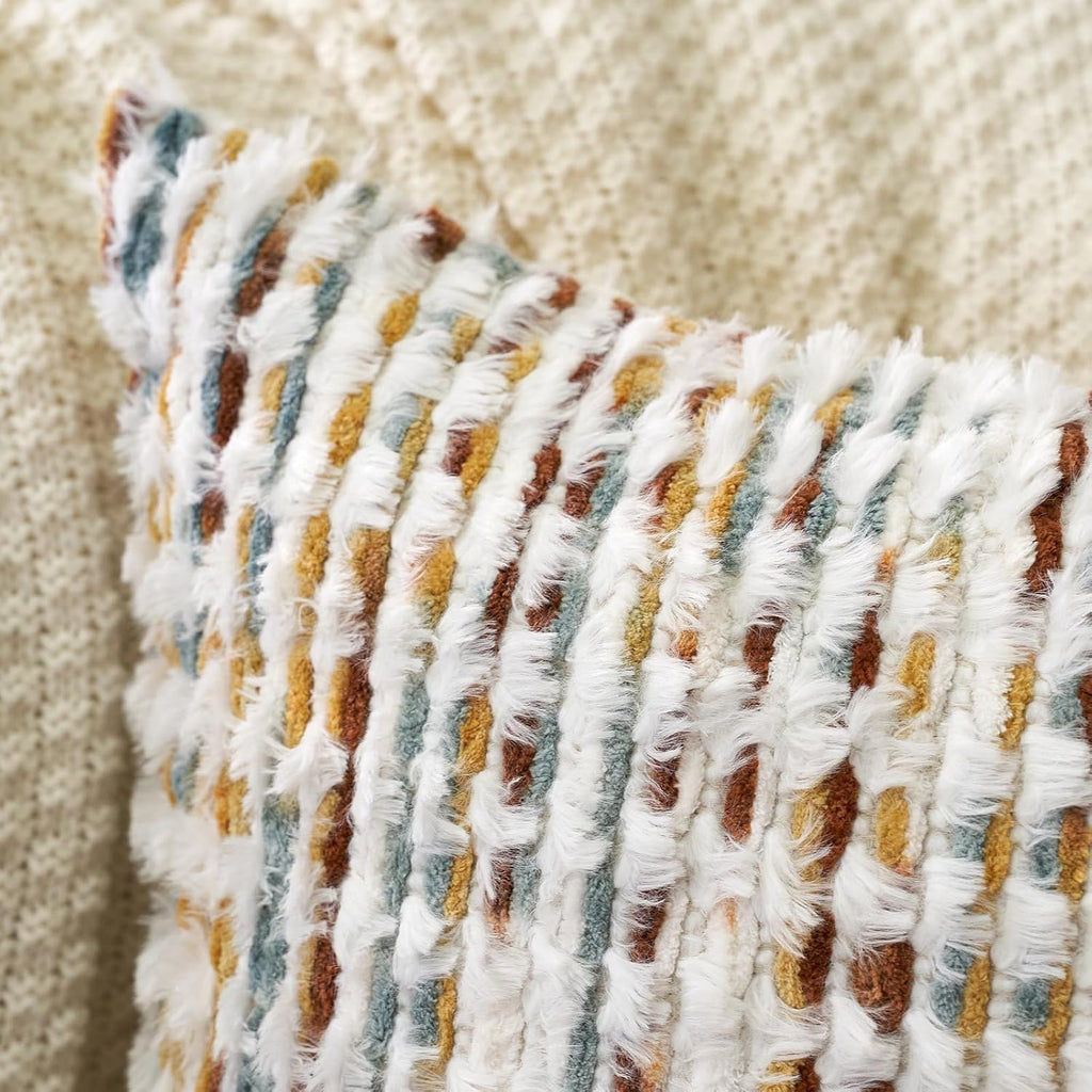 Boho Chenille Tufted Pillow Cover 12 x 20 Inch, Rectangle Decorative Lumbar Throw Pillow Cover Neutral Pillowcase