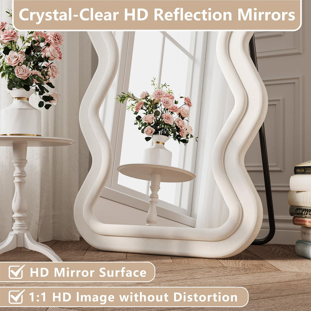 Full Length Mirror, 63"x24" Wavy Full Body Mirror Flannel