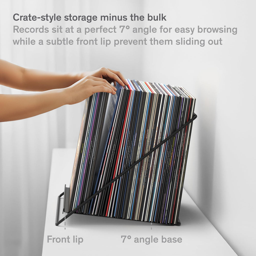 Vinyl Record Storage Rack - Record Holder for 50 LPs, Black