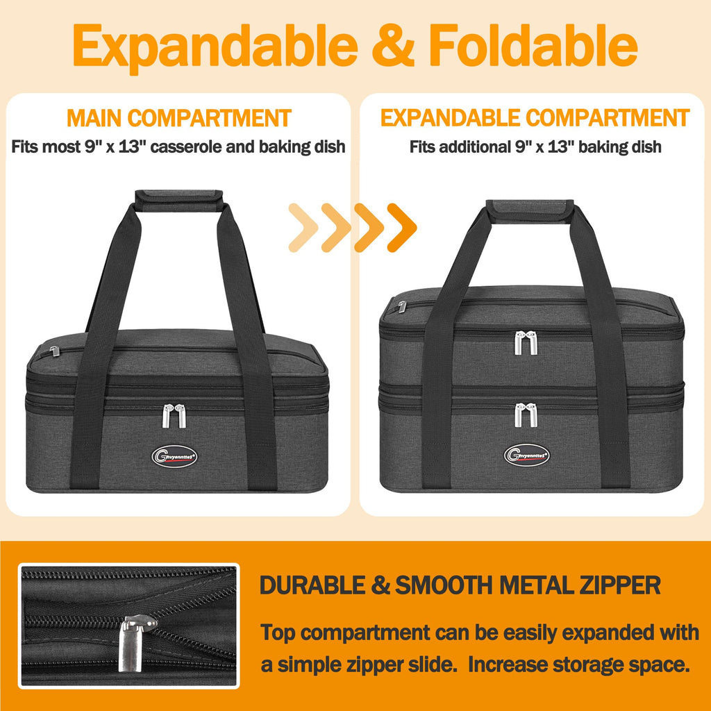 Insulated Double Decker Casserole Carrier, Lasagna Lugger Tote