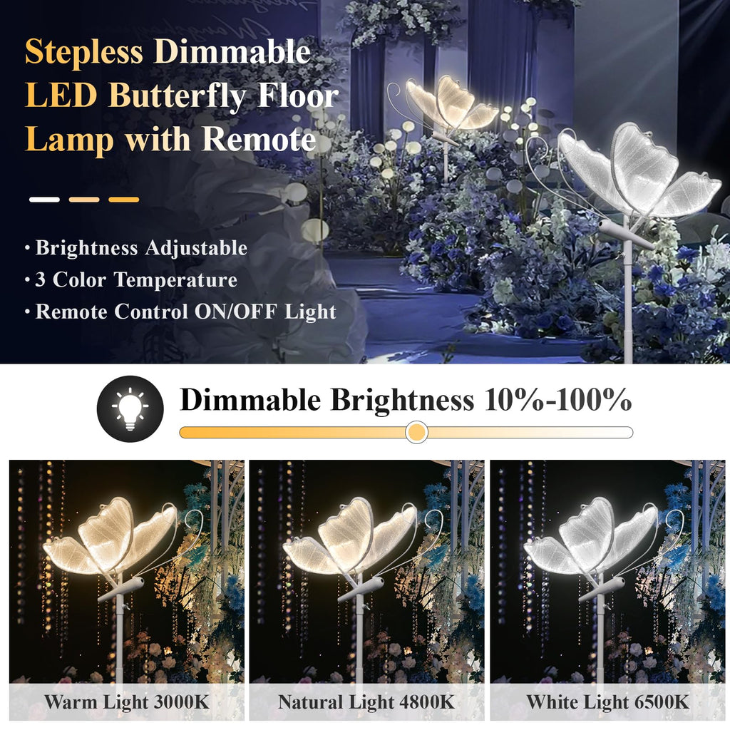 Wedding Butterfly Dimmable Floor Lamp LED Lights Decor with Remote Control