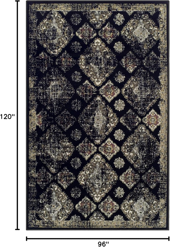 Mayfair Collection Area Rug, 8mm Pile Height with Jute Backing, Vintage Distressed Medallion Pattern, Fashionable and
