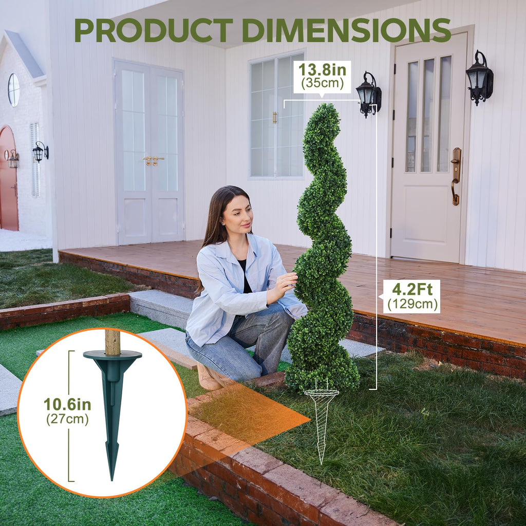 4FT Artificial Spiral Topiary Tree with Spike and UV Protection