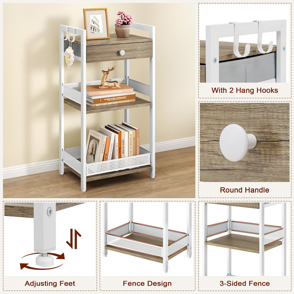 Bathroom Ladder Shelf, 3-Tier Bathroom Storage Shelf, White