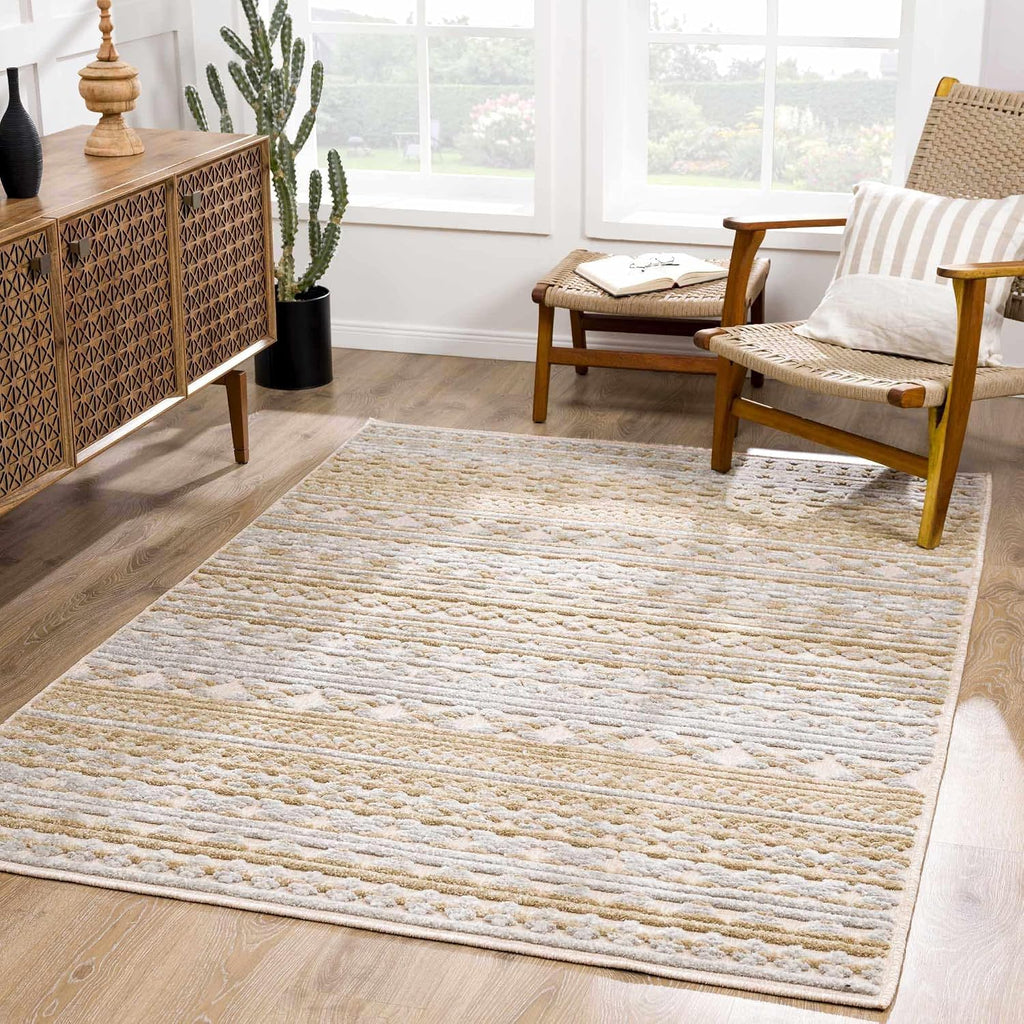 Alvan Hallway, Kitchen Machine Washable Runner Rug - Striped Geometric Textured - Traditional Transitional Modern
