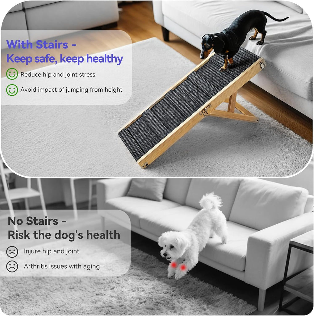2026 Upgraded Small Dog Ramp for Couch Foldable, 5 Ajustable Height