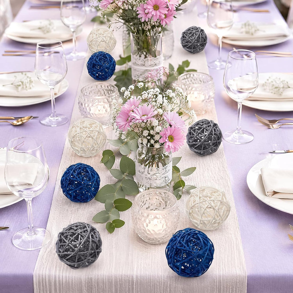 3.15'' Natural Rattan Decorative Balls for Bowls Home Decor Wedding - Set of 6