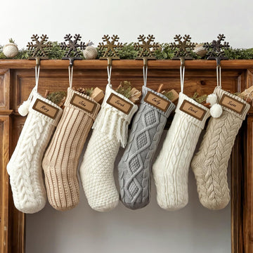 Rustic Knitted : 6 Pack 18 inch Cable Knit Patterns Stockings, Farmhouse Cozy Hanging Xmas Stockings Stocking - Set of 6