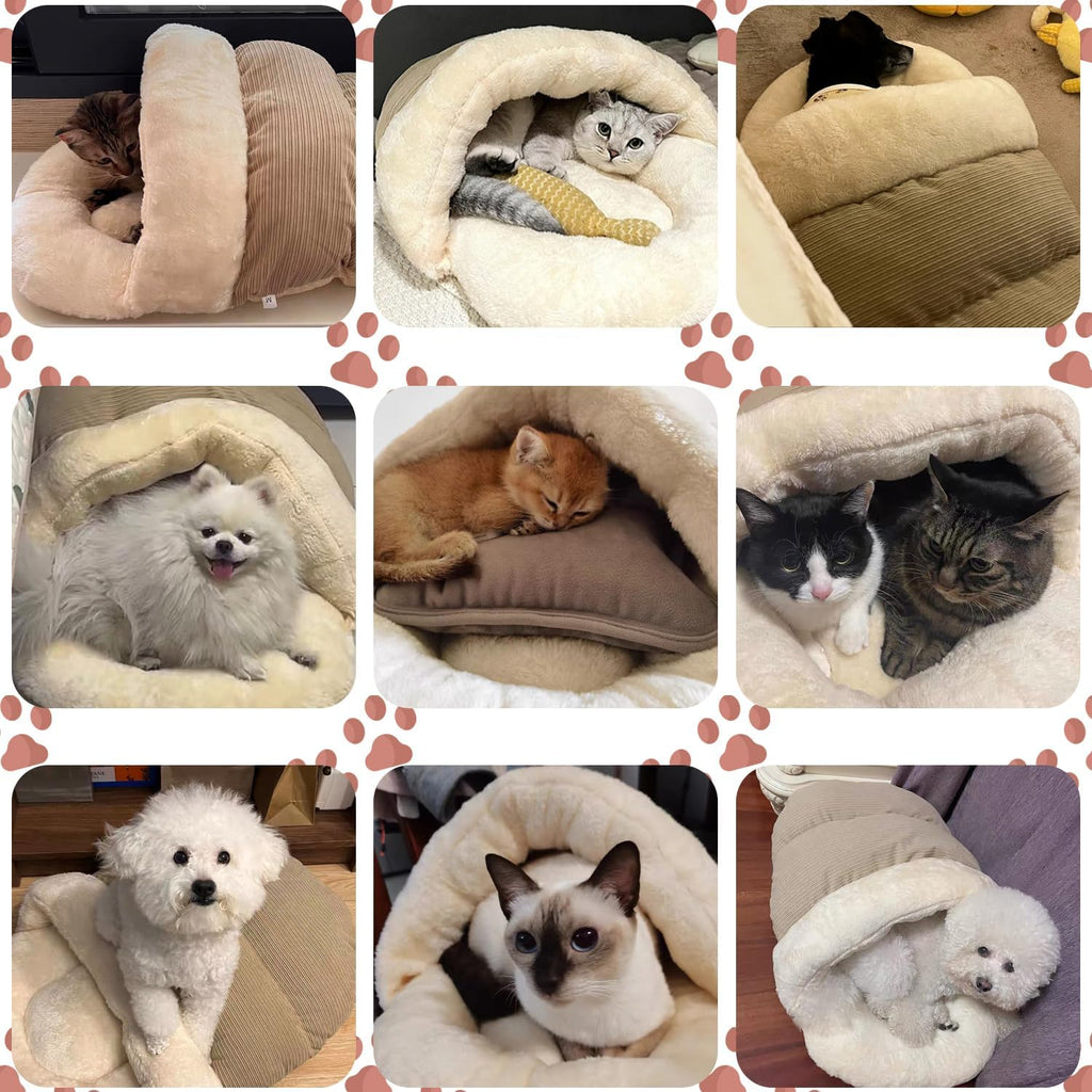 Bed for Dog and Cat, Pet Bed, Ultra Soft Cute Plush Slipper Cat Cave Bed, Anti Slip Warm Pet House Nest