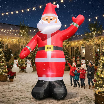 10 FT Christmas Inflatable Santa Claus Outdoor Decoration, Huge Xmas Classic Santa Blow up Santa with Built-in LED