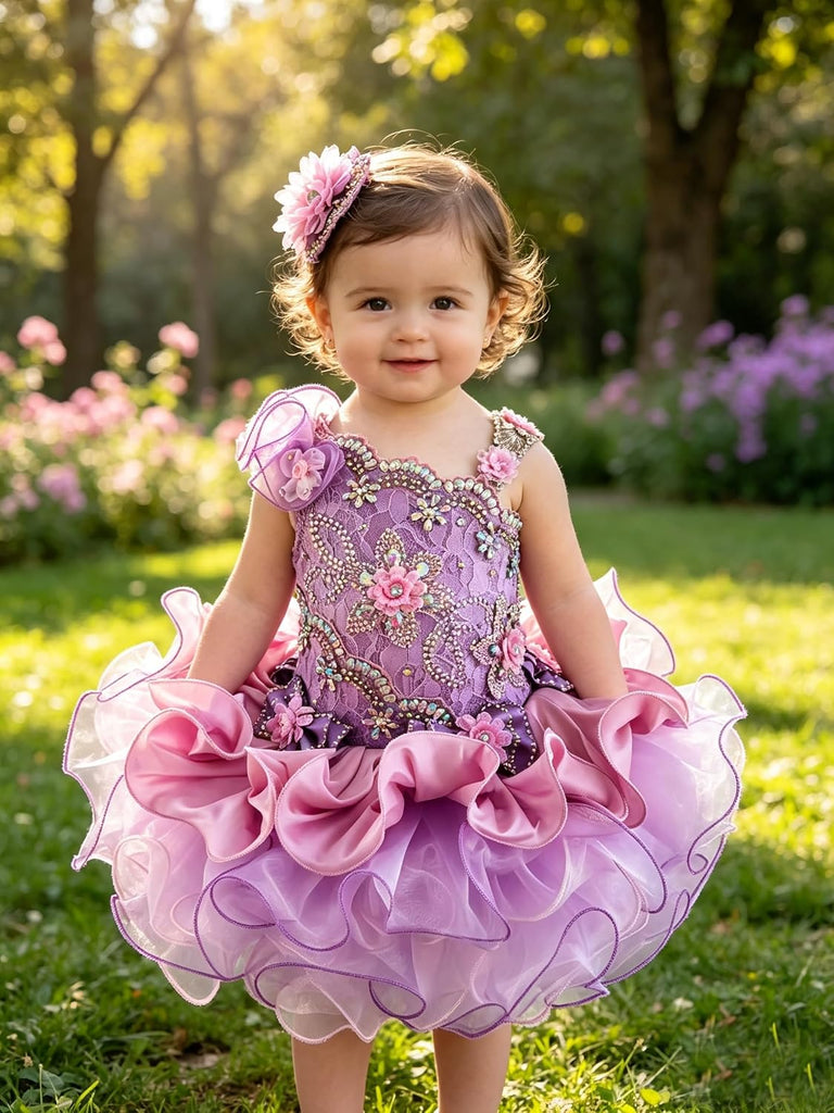 Baby Girl Pageant Dress Handmade Beaded Dresses Toddler Pageant Girl's Princess Dress