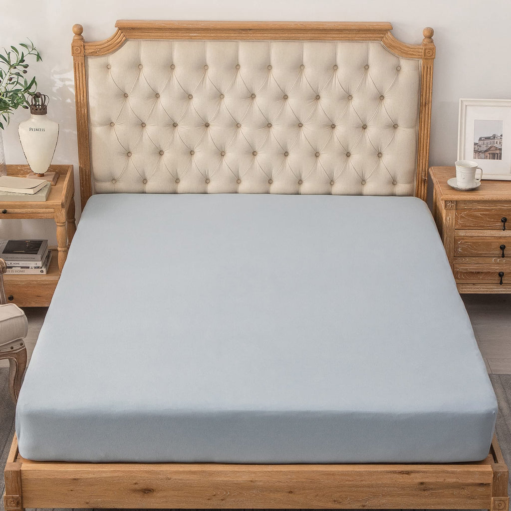 Jersey Fitted Sheet Only Solid Light Blue King