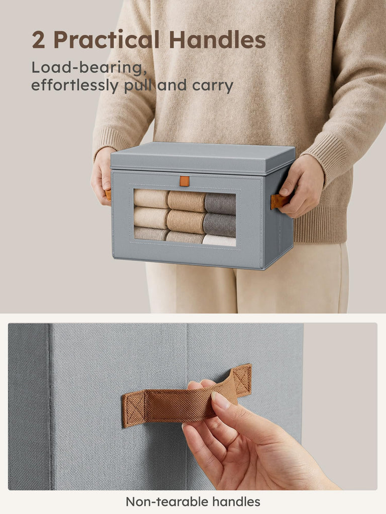 Small Bins - Closet Shelf Organizer with Open Window, 6 Pack, Grey