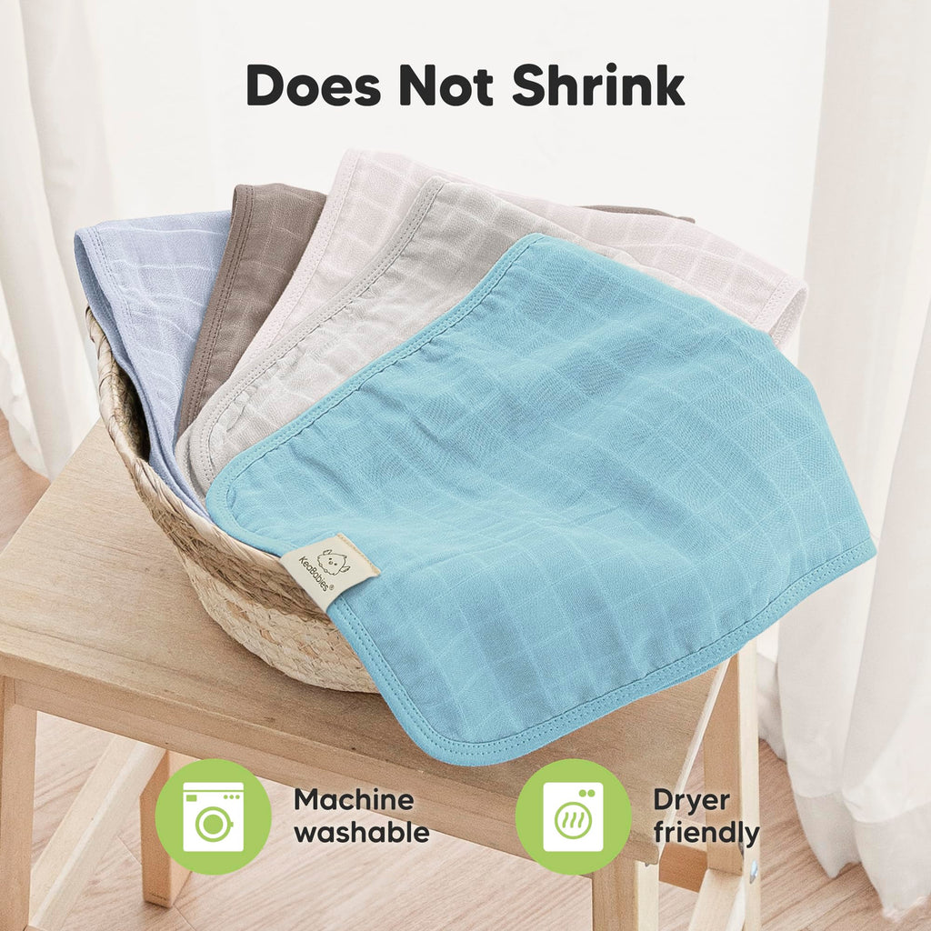 Muslin Burp Cloths Baby Boy, Girl, 5-Pack 20x10, Nimbus