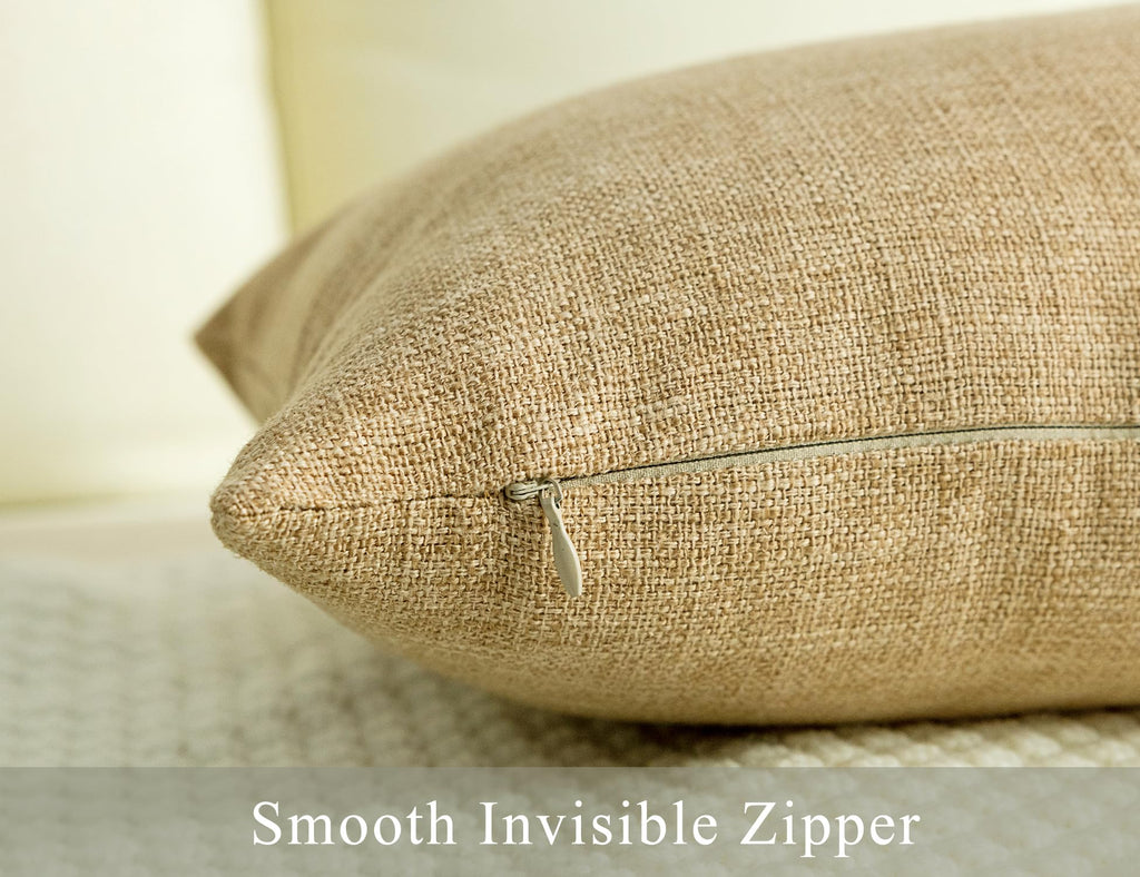 Pack of 2 Farmhouse Burlap Throw Pillow Covers Linen Cushion Covers Pillowcase, Home Decor Decorations for Sofa Couch