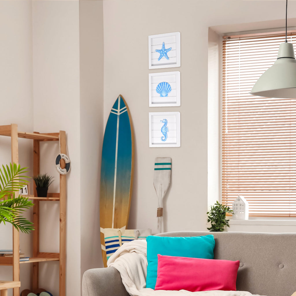 Coastal Wall Decor, 3 Piece Blue Ocean Framed Wall Art Set