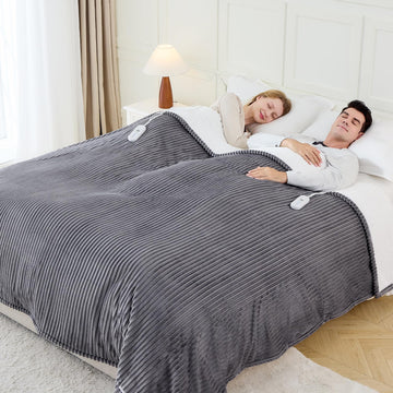 Electric Blanket Queen Size, Dual Control, ETL Certified, Grey