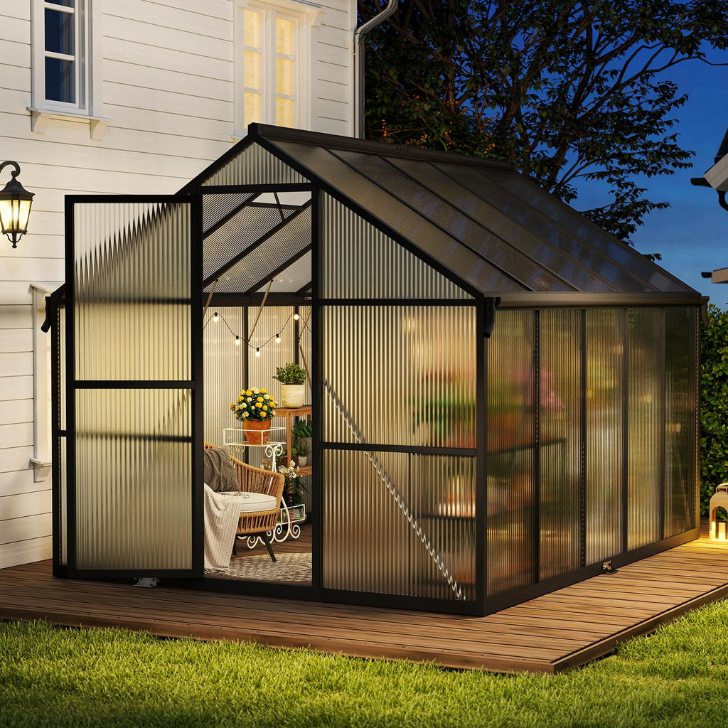 8x10FT Galvanized Steel Greenhouse, Walk-in Green House for Outdoor