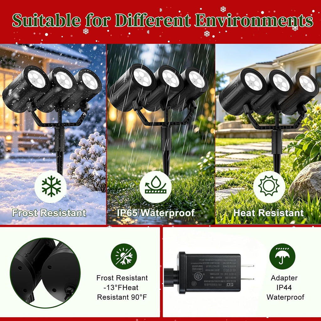 Christmas Snowflake Projector Lights Outdoor Triple Head Decor