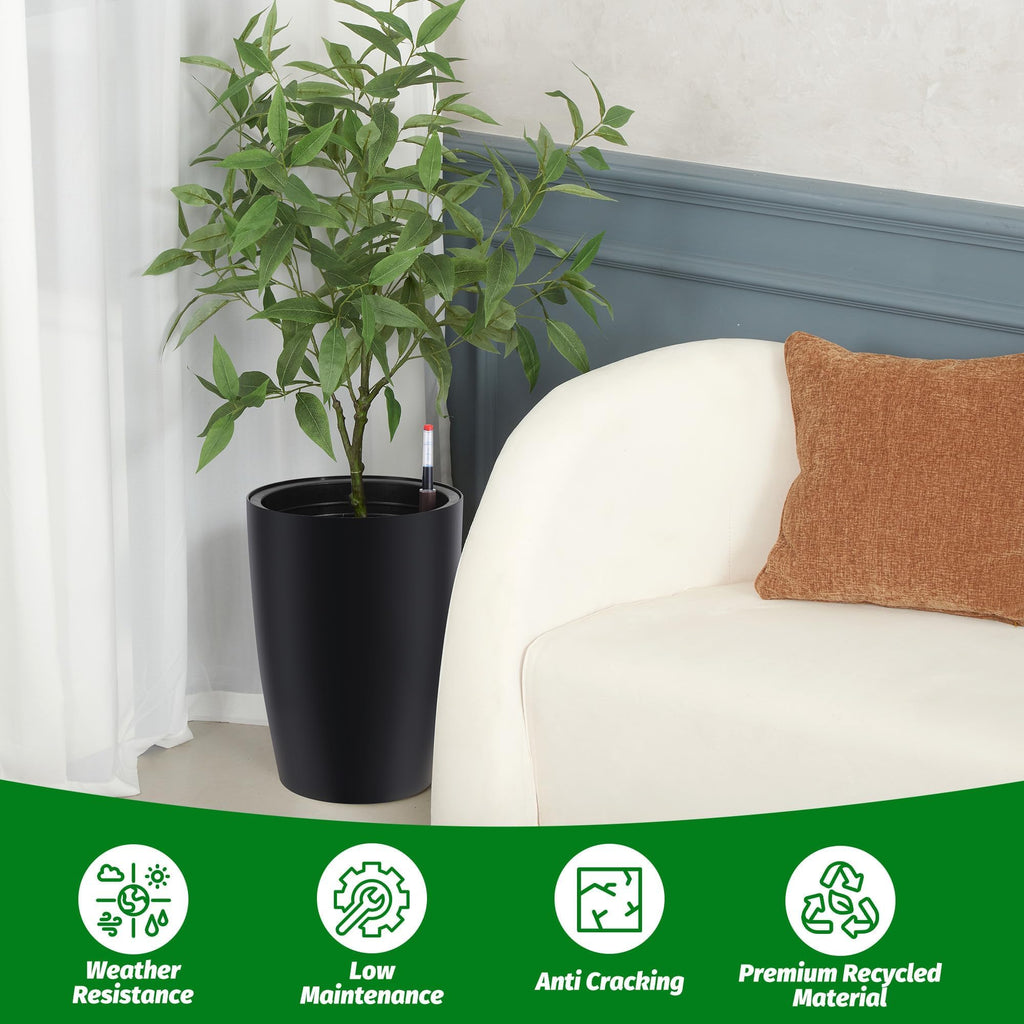 16" Tall Planter Set of 4, Self Watering Pots, Large Planter for Outdoor