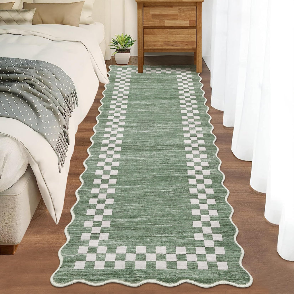 Hallway Runner Rug 2x6 Non Slip Scalloped Washable Kitchen Rug