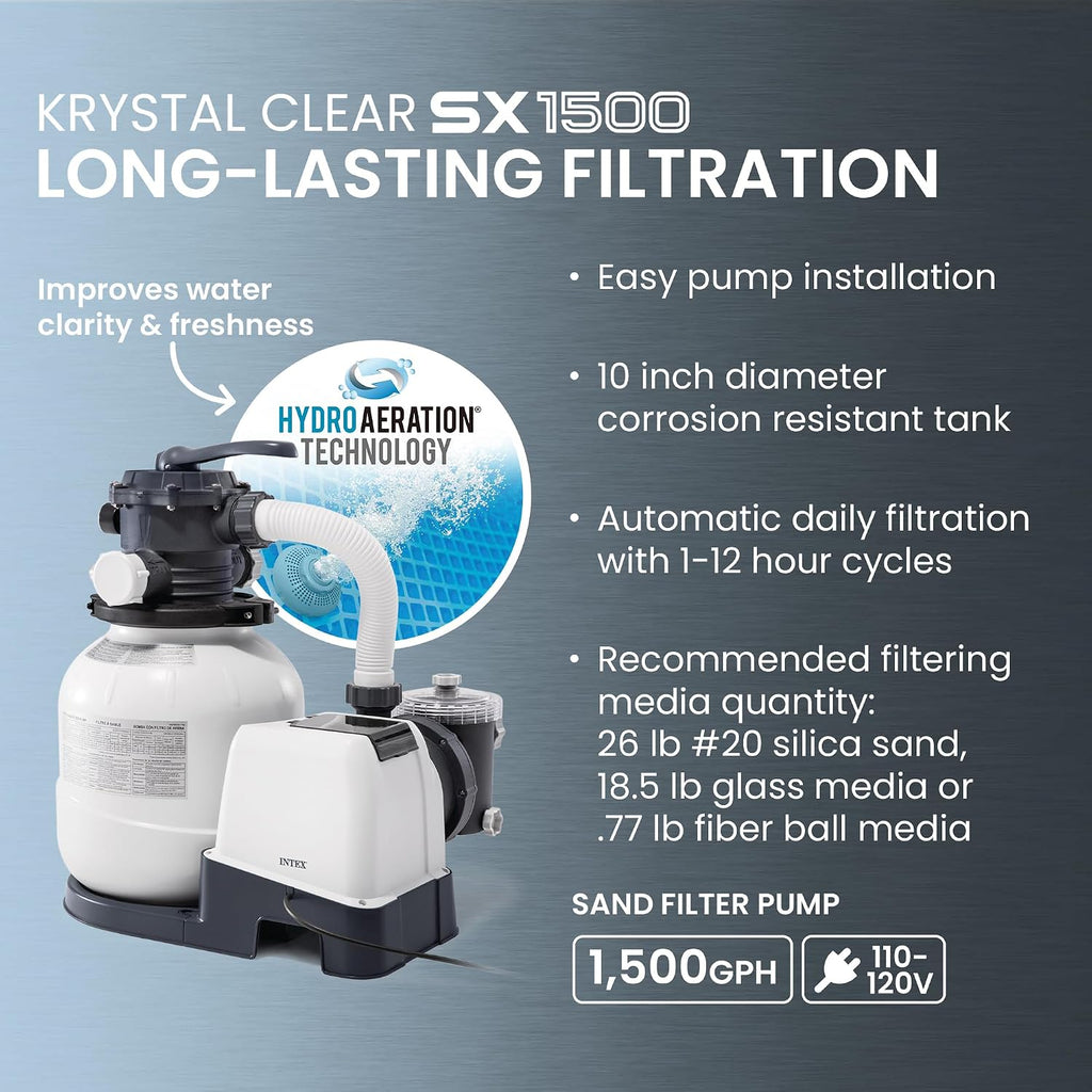 Ultra XTR 18ft x 9ft x 52in Above Ground Swimming Pool Set w/Pump | 26355EH - 1500 GPH Sand Filter Pump, Ladder, Pool