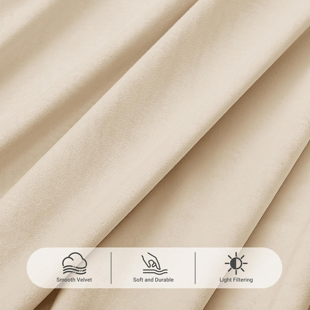Triple Pinch Pleat Cream Velvet Curtains 96 inches Long Living Room Darkening Curtain Neutral Modern Farmhouse French